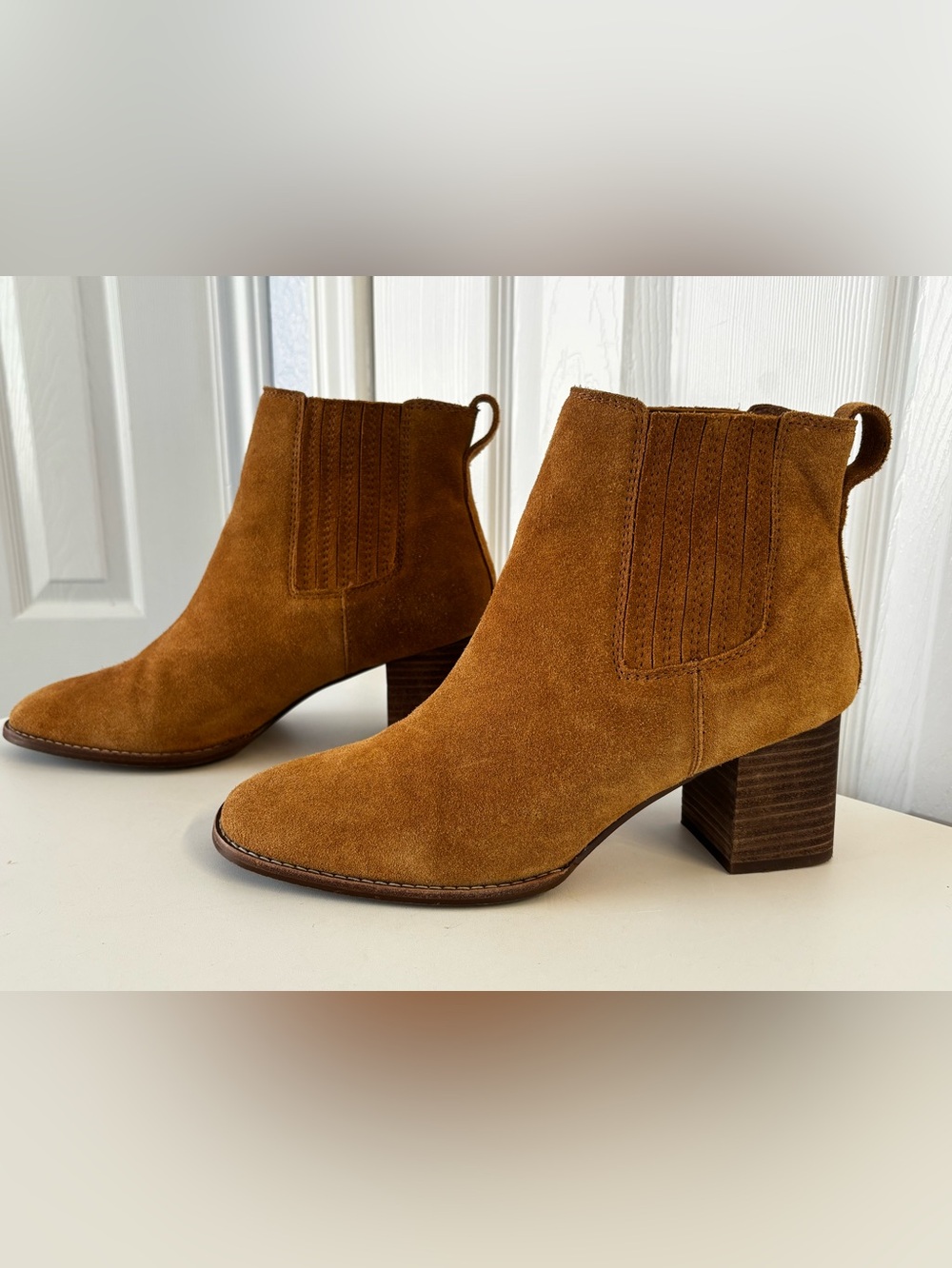 Madewell The Kat Chelsea Boots Women’s 9.5 Equestrian Brown Suede Block Heel
